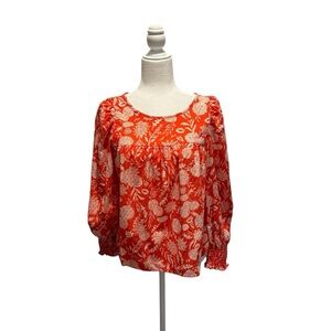 Universal Thread Coral Floral Blouse Size Small